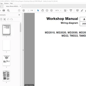 Volvo Penta MD2010 MD2020 MD2030 MD2040 MD22 TMD22 TAMD22 Wiring Workshop Manual PDF