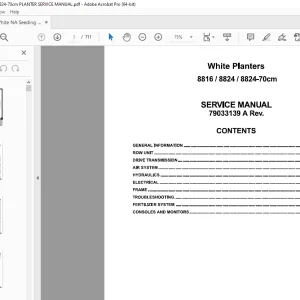 White NA Seeding 8816/8824/8824-70cm Planters Service Manual