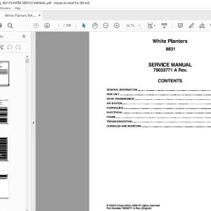 White NA Seeding 8831 Planters Service Manual 79033771 - PDF