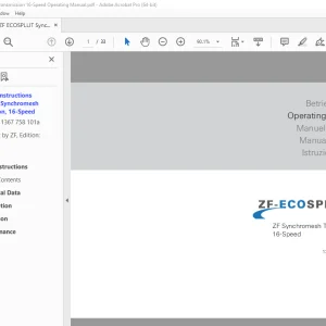 ZF ECOSPLLIT Synchromesh Transmission 16-Speed Operating Manual PDF
