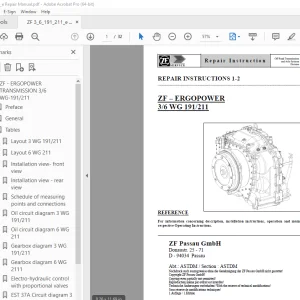 ZF ERGOPOWER 3/6 WG 191/211 REPAIR INSTRUCTIONS MANUAL PDF