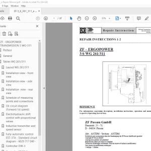 ZF ERGOPOWER 3/6 WG 261/311 Repair Instruction Manual PDF