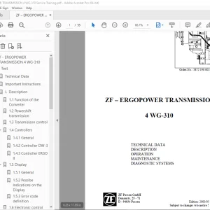 ZF ERGOPOWER Transmission 4 WG-310 Operator's Manual PDF