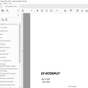 ZF Ecosplit 16 D 151, 8 S 151 Repair Manual 1315 751 101d PDF
