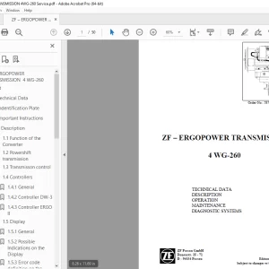 ZF Ergopower Transmission 4 WG-260 Operator's Manual PDF