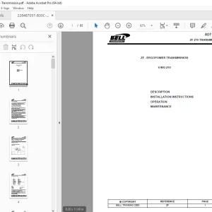 ZF Ergopower Transmission 6 WG-210 ADT B30C Operator's Manual PDF