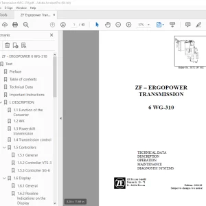 ZF Ergopower Transmission 6 WG-310 Operation Manual PDF