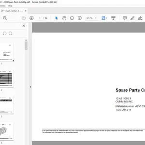 ZF Transmission 12 AS 3002 S Cummins Parts Manual - PDF DOWNLOAD
