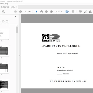 ZF Transmission 16 S 130 IVECO-M Parts Manual 1295 052 458 PDF