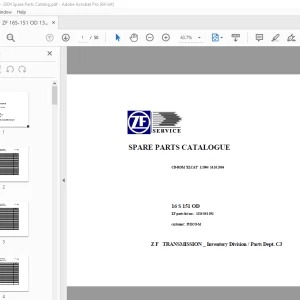 ZF Transmission 16 S 151 OD IVECO-M Parts Manual 1315.051.393 PDF