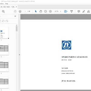 ZF Transmission 16 S 1650 JINHUA YOUNGMAN Parts Manual 1297 095 160 PDF