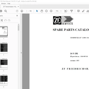 ZF Transmission 16 S 181 RVI Parts Manual 1316.055.131 PDF