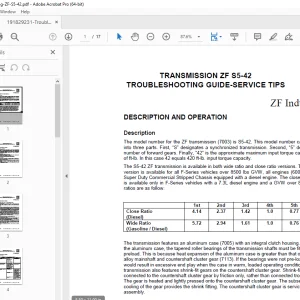 ZF Transmission S5-42 Troubleshooting Manual - PDF DOWNLOAD