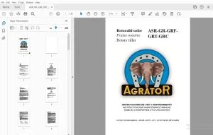 Agrator Model ASR-GR-GRF-GRT-GRC Rotary tiller Parts Manual - PDF