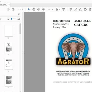 Agrator Model ASR-GR-GRF-GRT-GRC Rotary tiller Parts Manual - PDF