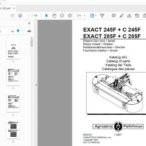 Agrostroj Pelhrimov Exact-245F+C 245F Exact-285F+C285F Rotary Mower+Breaker Parts Manual - PDF