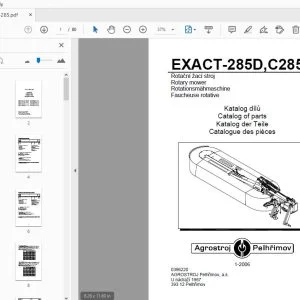 Agrostroj Pelhrimov Exact-285D, C285 Rotary Mower Parts Manual - PDF