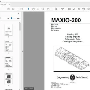 Agrostroj Pelhrimov MAXIO-200 Mulcher Parts Manual - PDF