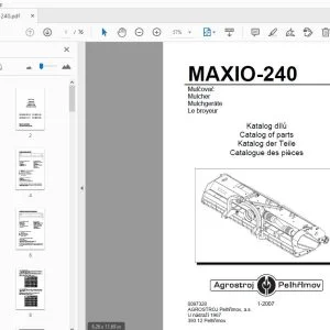 Agrostroj Pelhrimov MAXIO-240 Mulcher Parts Manual - PDF