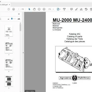 Agrostroj Pelhrimov MU-2000 MU-2400 Mulcher Parts Manual - PDF
