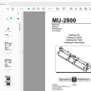 Agrostroj Pelhrimov MU-2800 Mulcher Parts Manual - PDF