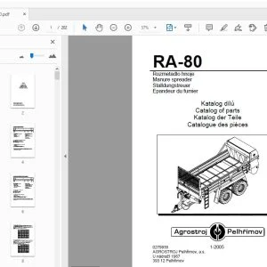 Agrostroj Pelhrimov RA-80 Manure spreader Parts Manual - PDF
