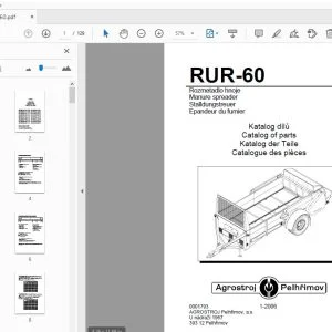 Agrostroj Pelhrimov RUR-60 Manure spreader Parts Manual - PDF