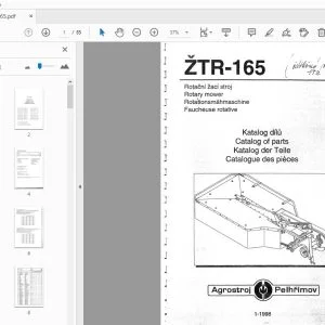Agrostroj Pelhrimov ZTR-165 Rotary Mower Parts Manual - PDF