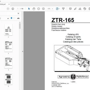 Agrostroj Pelhrimov ZTR-165 Rotary Mower Parts Manual - PDF