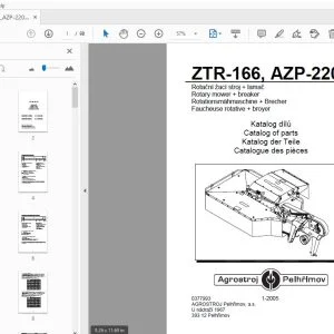 Agrostroj Pelhrimov ZTR-166, AZP-220 Rotary Mower+Breaker Parts Manual - PDF