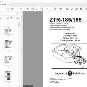 Agrostroj Pelhrimov ZTR-185/186 Rotary Mower+Breaker Parts Manual - PDF