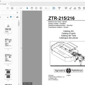 Agrostroj Pelhrimov ZTR-215/216 Rotary Mower+Breaker Parts Manual - PDF