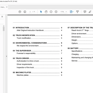 Atlet Forklift UHD Tergo Series Instruction Manual - PDF DOWNLOAD