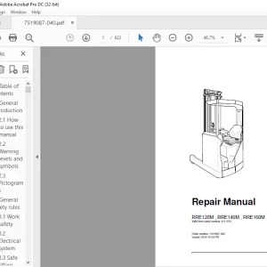 BT Reach Truck RRE120M RRE140M RRE160M Repair Manual SN 6111575 PDF