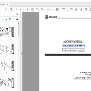 BARGAM ELIOS 2700/BDL AIR 18 TRAILED SPRAYER PARTS MANUAL - PDF