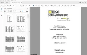 Biso Claas Lexion Integral CX 100 rape seed extension Parts Manual - PDF