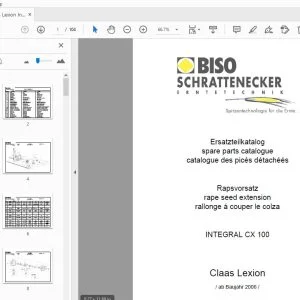 Biso Claas Lexion Integral CX 100 rape seed extension Parts Manual - PDF