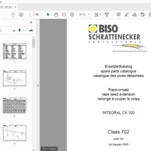 Biso INTEGRAL CX 100 Claas 702 rape seed extension Parts Manual - PDF