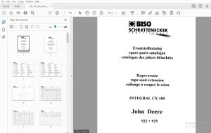 Biso John Deere 922+925 INTEGRAL CX 100  rape seed extension Parts Manual - PDF
