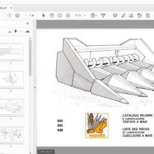 Capello 844 845 846 Corn Heads Parts List & Lubrication Manual - PDF