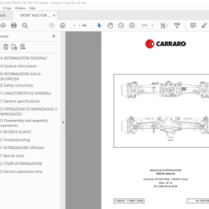 Carraro Mod. 20.19 Assale Anteriore Manuale Di Riparazione - PDF DOWNLOAD
