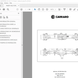 Carraro Mod. 20.19 EJE DELANTERO MANUAL DE REPARACIÓN - PDF DOWNLOAD