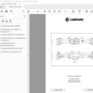 Carraro Mod. 20.26 - 20.26 FR Eje Delantero Manual de Reparacion PDF