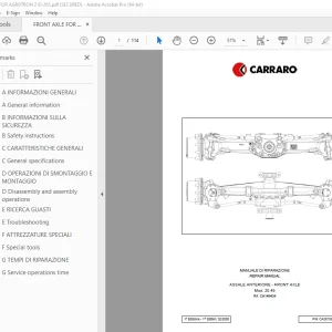 Carraro Mod. 20.49 Assale Anteriore Manuale Di Riparazione - PDF DOWNLOAD
