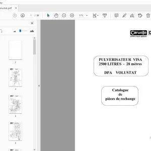 Caruelle DPA Volustat PULVERISATEUR VISA 2500 LITRES Catalogue de piéces de rechange - PDF