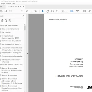 Case 570N EP Tier 4B (final) Retrocargadora Manual del Operador 48115949 PDF