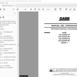 Case 580M 580 SUPER M 580 SUPER M+ 590 SUPER M 590 SUPER M+ SERIE 3 RETROEXCAVADORA CARGADORA Manual del Operador PDF