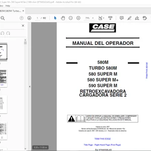Case 580M TURBO 580M 580 SUPER M 580 SUPER M+ 590 SUPER M CARGADORA SERIE 2 del Operador 87592032LAS PDF
