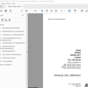 Case 580N 580SN 580SN WT 590SN Tier 4B (final) Retrocargadora Manual del Operario PDF