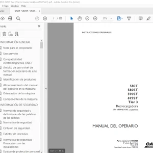 Case 580T 580ST 590ST 695ST Tier 3 Retrocargadora Manual del Operario 51415423 PDF